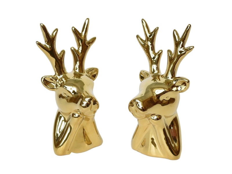 Jelen keramický zlatý 13,5 cm, set 2 ks