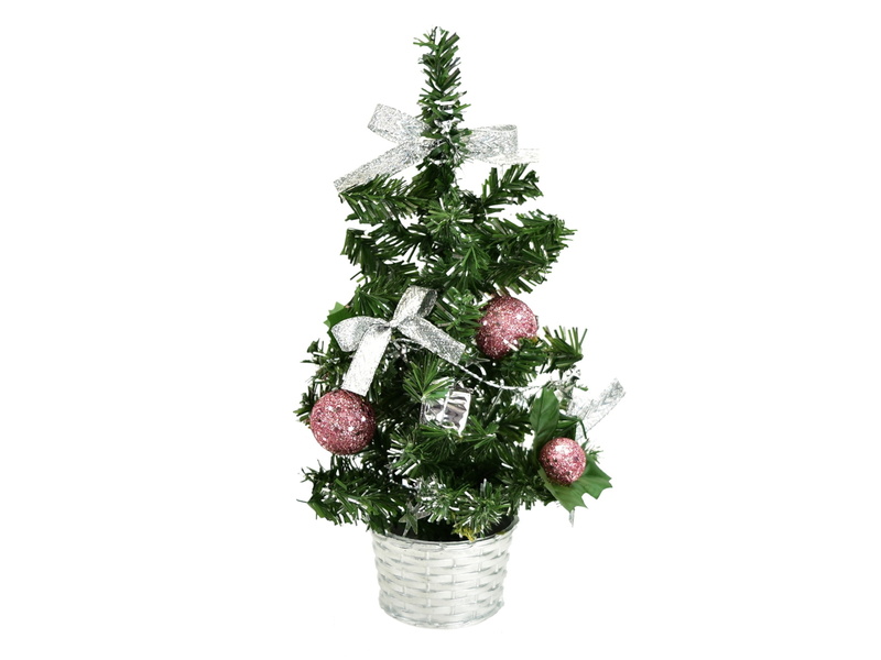 Stromeček zdobený růžový 25 cm