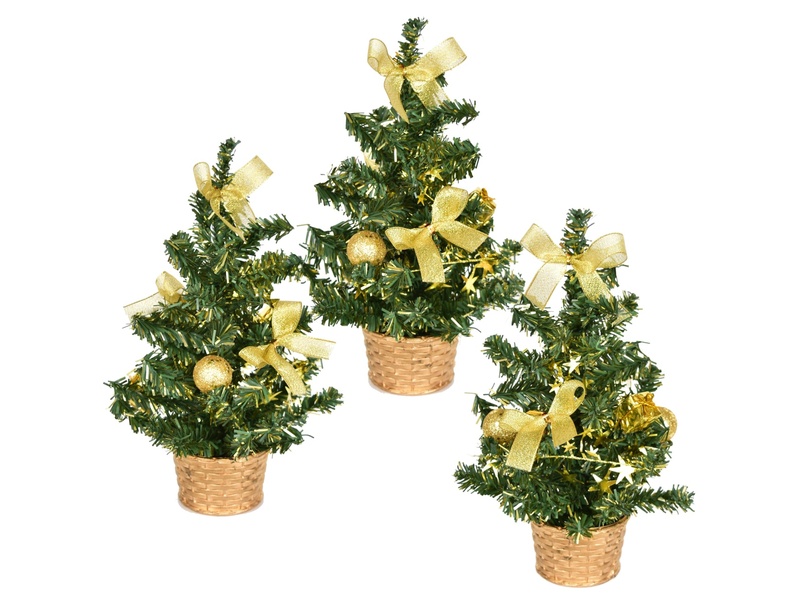 Stromečky zdobené zlaté 25 cm, 3 ks