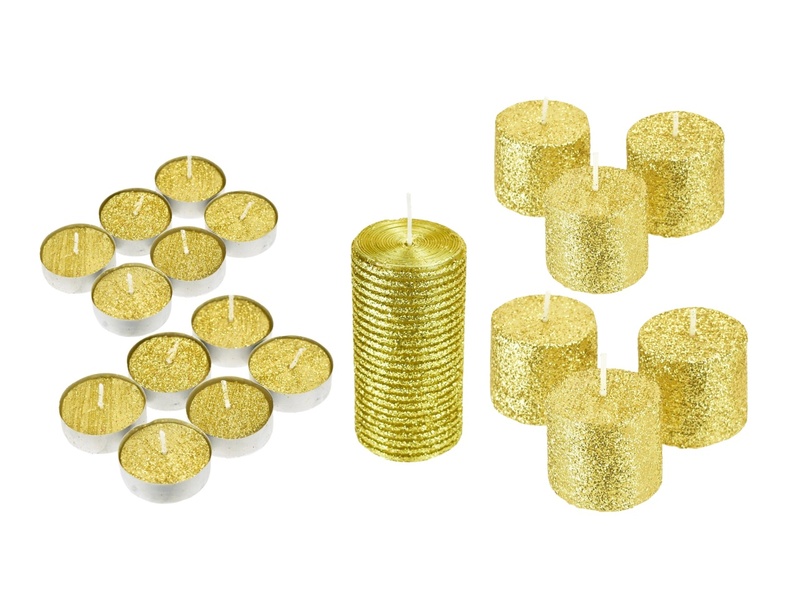 Sada svíček se zlatým glitrem