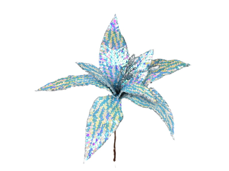 Poinsetie třpytivá tyrkysová Ø30 cm