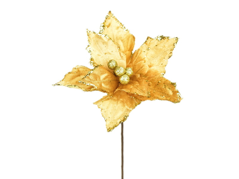 Poinsetie třpytivá zlatá Ø25 cm