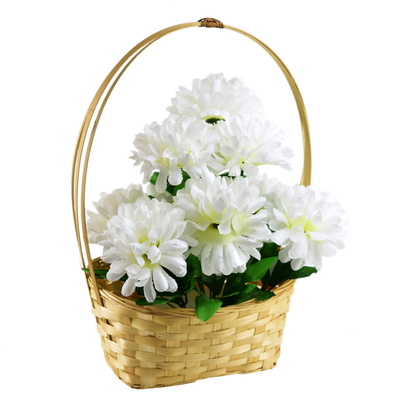 Dušičkový košík bílé chryzantémy