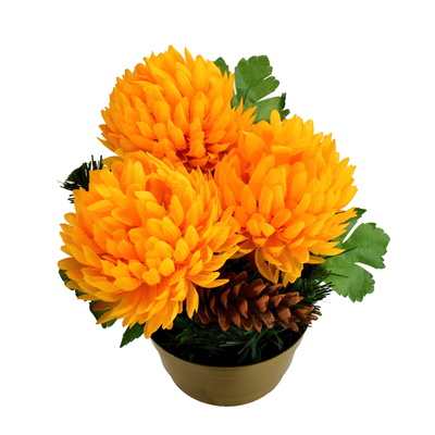 Dušičková miska s oranžovými chryzantémami 23 x 22 cm