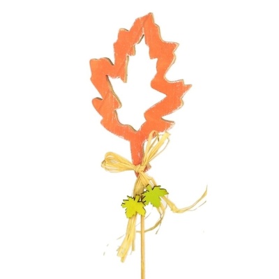 Zápich dřevěný list s lýkem oranžový 30 cm