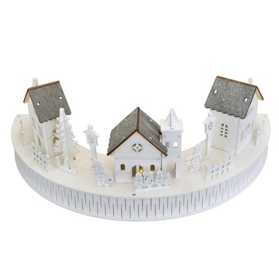 Dřevěná vesnička s domečky LED 14x40 cm