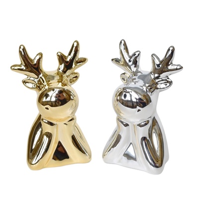 Sob keramický zlatý a stříbrný 11 cm, set 2 ks