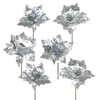Poinsetie květ zápich třpytivá stříbrná Ø25 cm, 6 ks