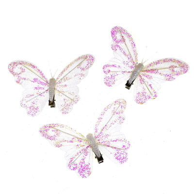 Motýlci se skřipcem 3 ks, bílo/růžové