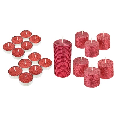 Sada svíček s červeným glitrem