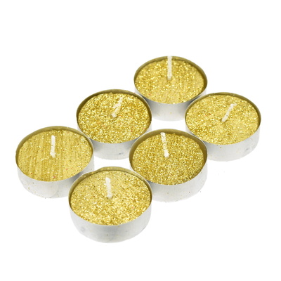 Čajové svíčky se zlatým glitrem - 6 ks