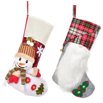 Punčocha se sněhulákem a se skřítkem 44 cm, set 2 ks