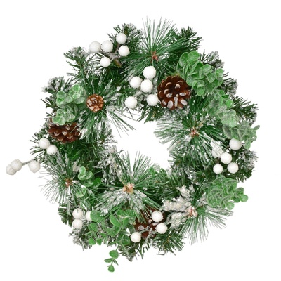 Věnec zdobený zasněžený Ø35 cm