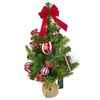 Stromek s červenou mašlí a candy dekoracemi 15×LED, 50 cm