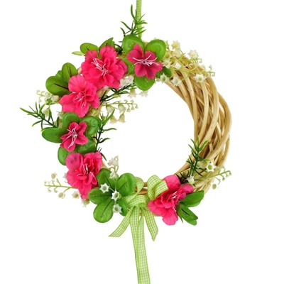 Proutěný věneček s azalkami, zelený Ø20 cm