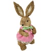 Slámová zaječice v růžových šatech 39 cm
